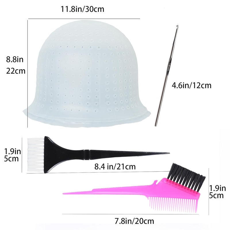 RJMBMUP Pre-punched with Holes Silicone Highlight Cap Hair Color Set Professional Reusable Highlighting Cap with Hook Salon Hairdressing Dyeing Staining Tools for Women Men - Image 3